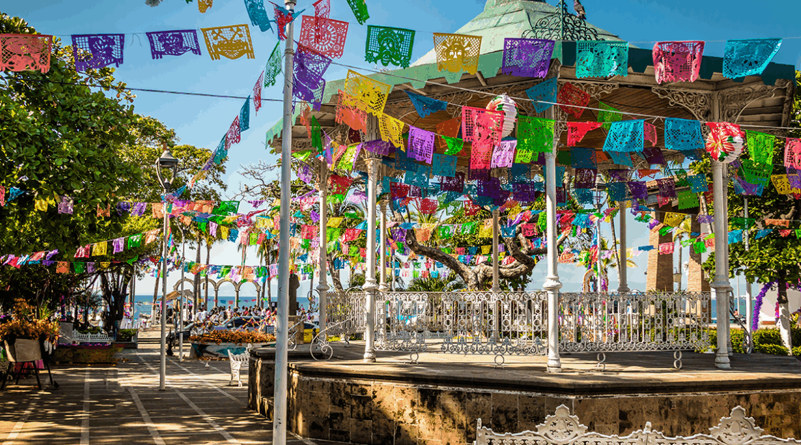 Puerto Vallarta colorful downtown.